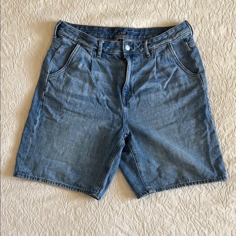 J. Crew Blue Jean Shorts with Distressed Hem